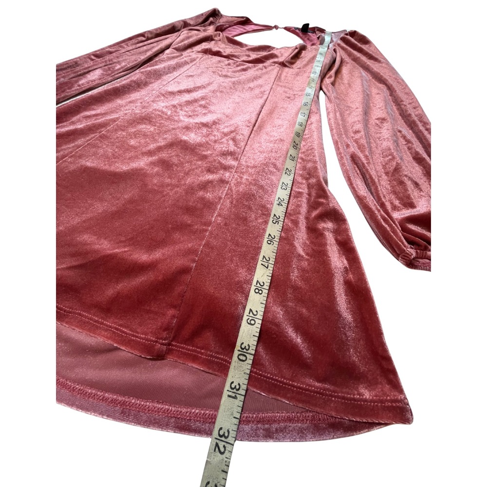Forever 21 Pink Velour Mini Dress M Sweetheart Babydoll Milkmaid Whimsigoth Punk - Picture 10 of 16